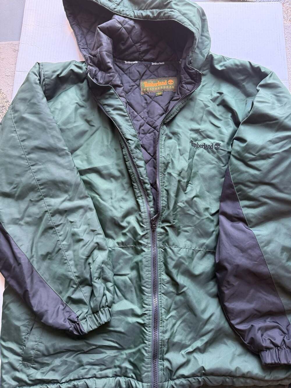 Timberland Weathergear Men's Quilted Hooded Jacket Green/Black